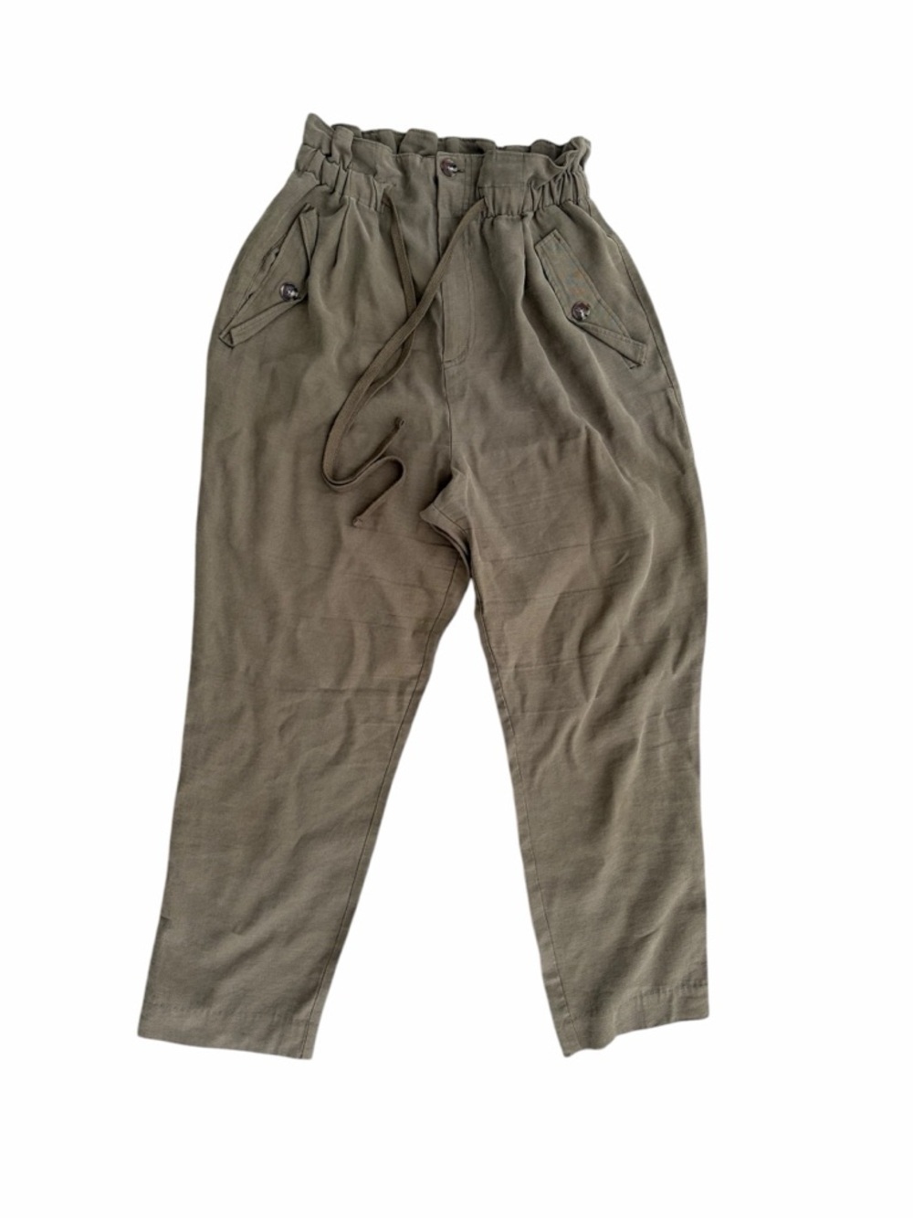 Paper bag Waist Utility Pants Olive Green - Picture 3 of 9